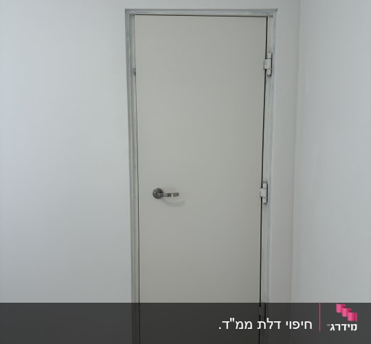 דלת עם ציפוי עץ במסגרת מתכת